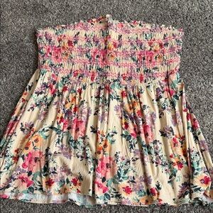 Torrid Floral Smocked Blouse - Pink and Cream